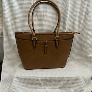 Tan faux leather tote